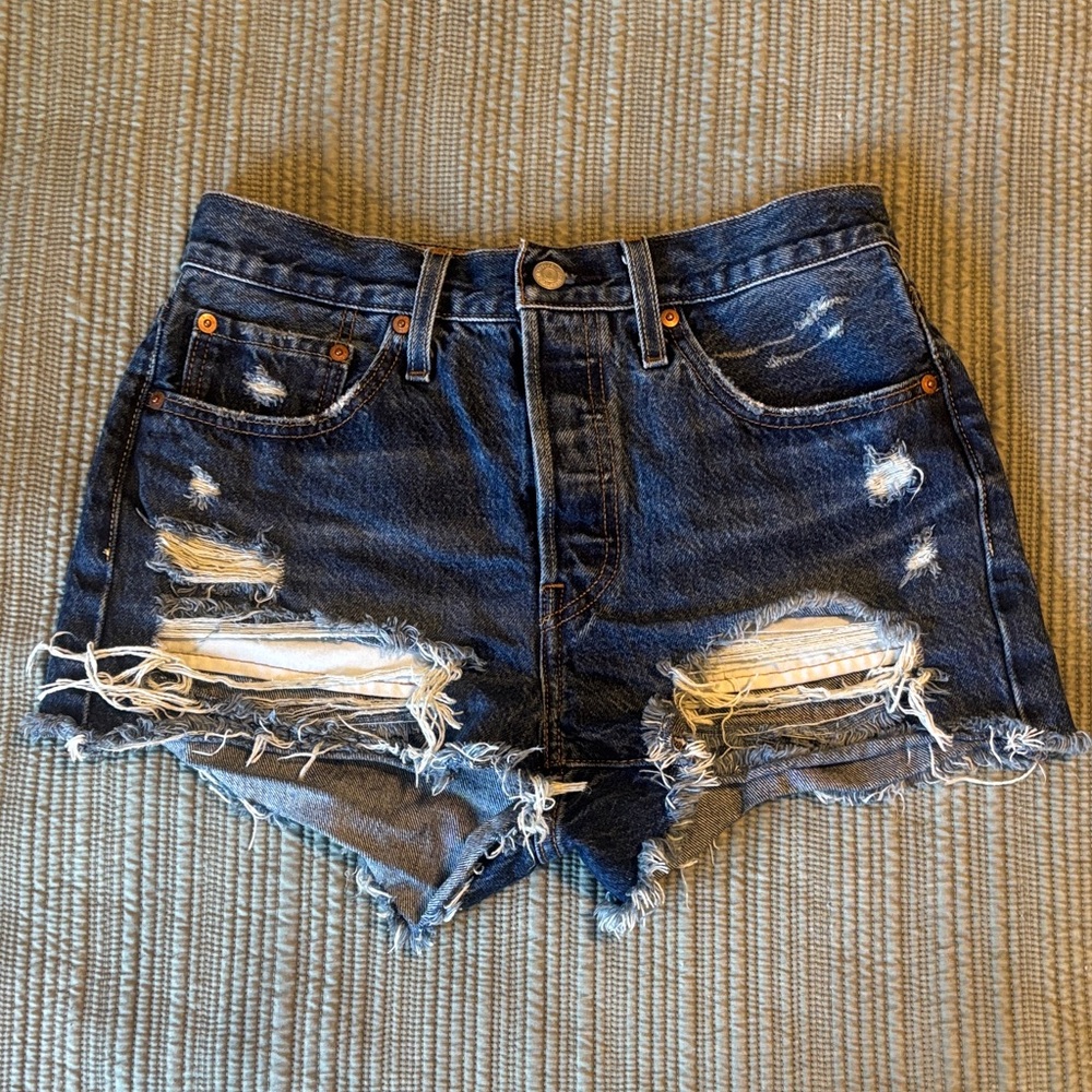 Levi's Blue Distressed Jean Shorts